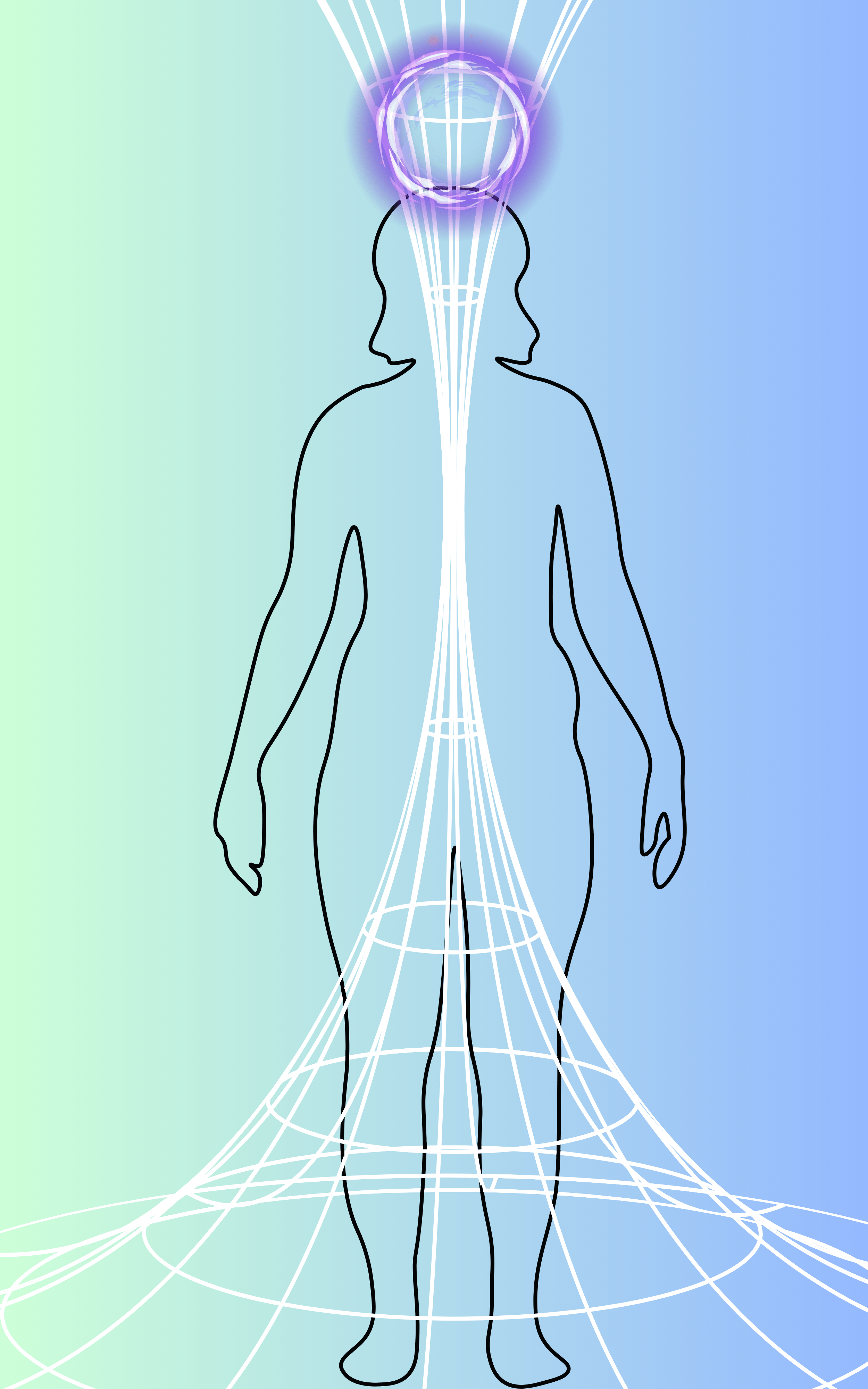 illustration of a person with Crown Chakra. Made in Canva by the authors.